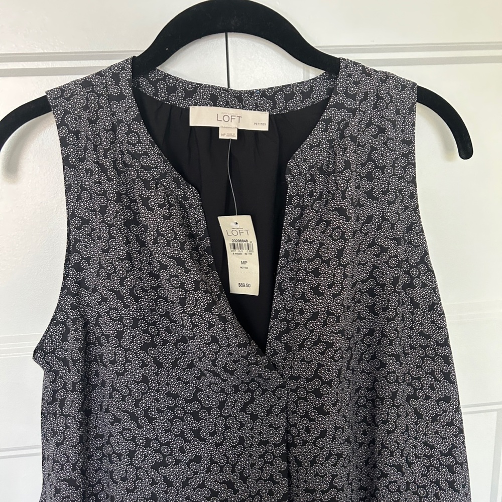 LOFT Shift Sleeveless circles/dots  Dress - NWT - Med Petite
